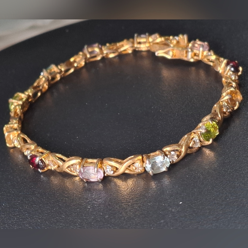 👑 Ross Simons Gold Vermeil Sterling Silver Multicolor Gemstone Tennis Bracelet